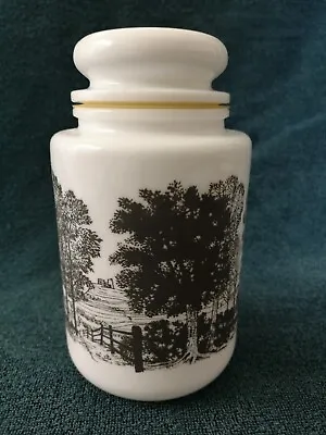 Opaline Milk Glass Apothecary / Food Storage Jar Container With Lid Vintage • £7.99