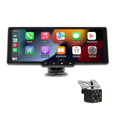 10.26in Carplay Monitor Car Radio BT FM Wireless Android Auto W/8LED Camera Kit • $122.30