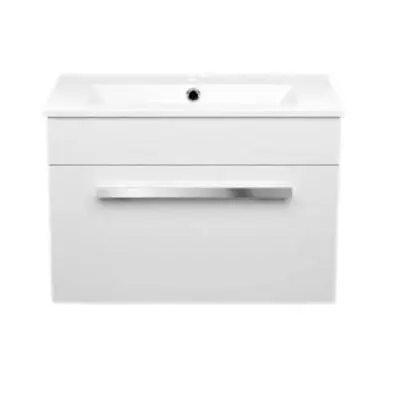 Bathroom Cabinet Vanity Unit Sink Basin Storage Ceramic Wall Hung White 600mm • £126.99