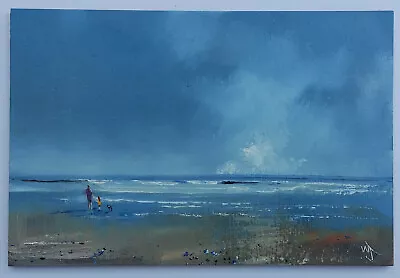 Original Oil Painting William Jamison 6  X 4  Irish Ireland Beach Walk Dog Art • £22