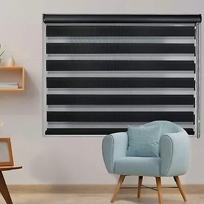 Zebra Blinds For Window Dual Roller Shades With Valance Cover Day&Night Curtains • $34.99