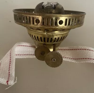 Antique Brass Oil Lamp Burner. Double Wick. • £21