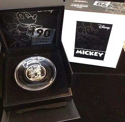 Disney Mickey Mouse 2 Oz Silver Proof Coin Steamboat Willie 90 Year Limited Box • $149.99