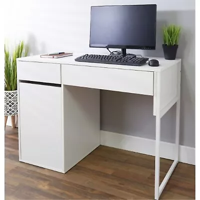 Home Office Laptop Desk Table 2 Drawer Single Door Cabinet Computer Workstation • £79.95