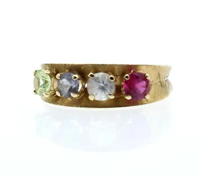 14k Yellow Gold Ladies Multi Color Stone Ring Size 7.5 • $392.44