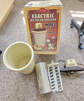 New Electric Ice Cream Freezer Model 71 Almond Richmond Cedar 4 Quart Maker Vtg • $48