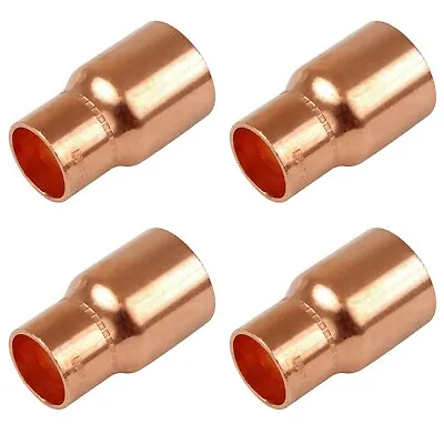 £6.99 • Buy 4 X COPPER GAS PIPE TUBE END FEED FITTINGS 8mm To 6mm REDUCING COUPLING FEMALE