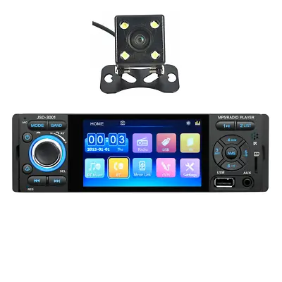 4.1in Single 1 DIN Car Radio Touch Screen Stereo Audio Player Bluetooth W/Camera • £66.84