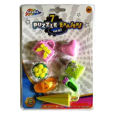 Amazing Girls 3D Puzzle Erasers - Pack Of 7 - By Grafix • £3.80