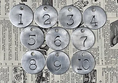 Number 1-10 Tags Set Metal Numbered Keychain Stamped Cattle Tag Mining Cow Fob • $35.98