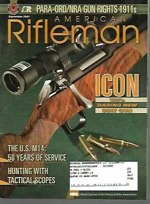 American Rifleman Magazine September 2007 T/C's Daring New Bolt Gun U.S. M14 • $7.99