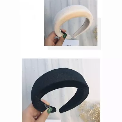 Hair Clasp Pleuche Feel 5cm Wide Padded Headband Coloured Thick Wide Hair Band • £4.57