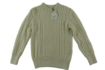 $225 Original Aran Co NEW Irish Cable Knit Merino Wool Fisherman Mens S Sweater • $62.09