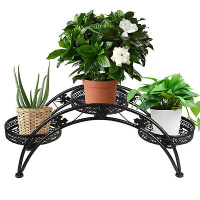 3-in-1 Metal Iron Arched Potted Flower Stand Indoor Outdoor Garden Patio Decor • $35.69