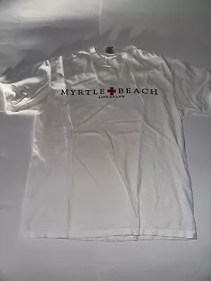 Men's Vintage Oneita PowerPro Myrtle Beach Lifeguard Single Stitch White Shirt L • $19.99