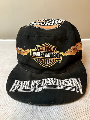 Vintage USA Men's Harley Davidson Black & Orange Eagle Painters Cap • $24.95