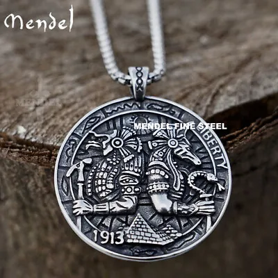 MENDEL Mens Hip Hop Egyptian Egypt Horus Anubis Pyramid Pendant Necklace Silver • $13.99