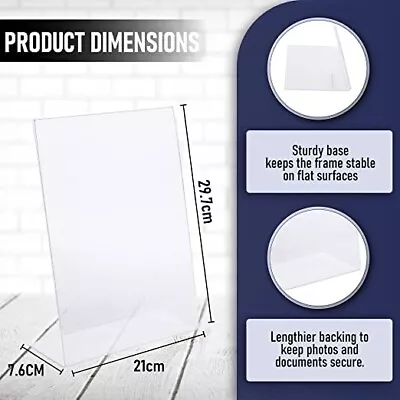 A4 Sign Holder Display Stand 6 Pack Perspex Menu Plastic Counter 21mm X 29.7mm • £24.99