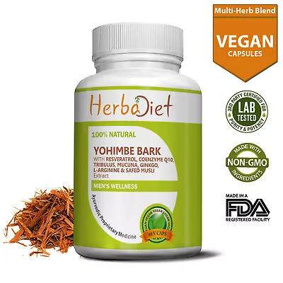 Yohiimbe Bark Extract With Resveratrol CoQ10 Mucuna Tribulus Ginkgo Capsules • $20.48