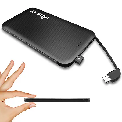 Power Bank Portable Battery Charger Credit Card Sized For Mobile Phone BLACK UK • £21.99