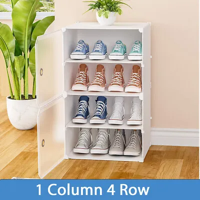 $21.65 • Buy Clear Door DIY Cube Shoe Cabinet Rack Stackable Storage Organiser 4-10 Tier Bulk