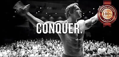 Conquer Arnold Bodybuilder Mr Olympia Sport Wall Quote Print Premium Poster • £123.12