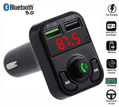 Car Wireless Bluetooth 5.0 FM Transmitter MP3 Player USB Car Charger Adapter UK • £5.99