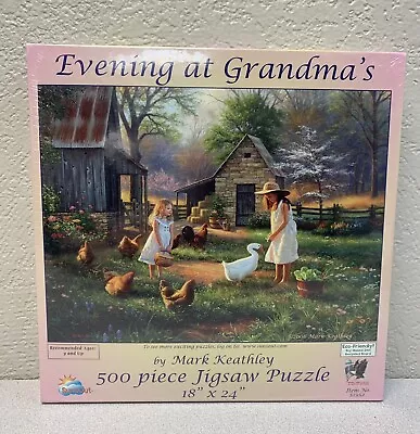 NIB Sealed Evening At Grandma’s 500 Piece Puzzle Art By Mark Keathley 18  X 24  • $10