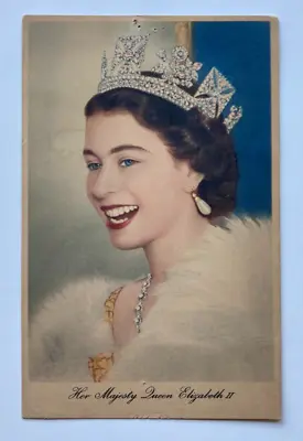 Her Majesty Queen Elizabeth II Vintage Tucks Postcard 1952 Pin Marks • £4.85