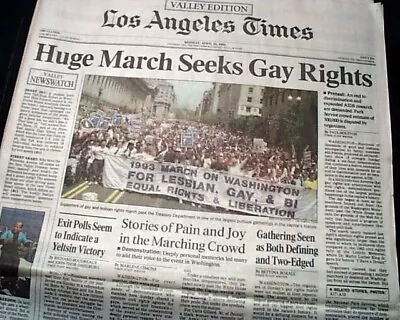 LGBTQ Gay Lesbian Bi Sexual Equal Rights March On Washington D.C. 1993 Newspaper • $58