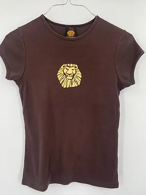 Vintage Disney Lion King Broadway T Shirt  Short Sleeve Womens XS Brown Y2K • $12