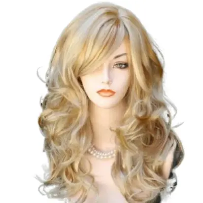 NEW Womens Golden Blond Heat Resistant Long Curly Wavy Full Volume Hair Wig USA • $13.94
