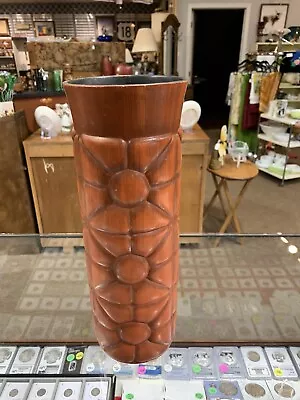 Haeger USA Pottery Orange Vase 4076-S Vintage Art Pottery Orange And Black • $15