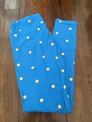 LuLaRoe OS One Size Leggings New Blue And Beige Polka Dot • $5.99