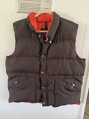 J. Crew Vest Mens L Brown Goose Down Puffer Outdoor Quilted Full Zip • $50