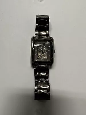 Relic By Fossil Men’s Automatic Skeleton Rectangle  Gunmetal Watch ZR77206 Mint • $99.99