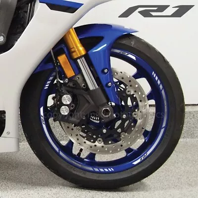 YZF-R1 Motorcycle Wheel Decals Rim Stickers Stripes For Yamaha YZF R1 New Logo • £27.48