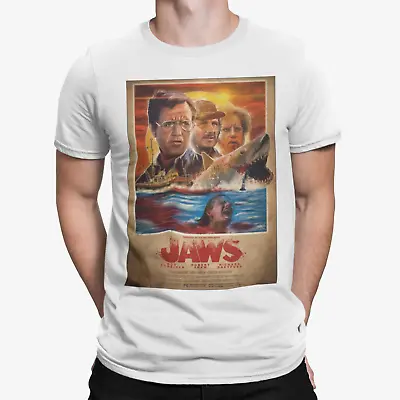 Jaws Aged T-Shirt Poster Retro Art Shark Tee 70s 80s Horror Movie Film Gift UK  • £5.99