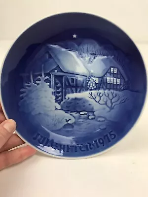  B & G Bing & Grondahl 1975 Blue White Christmas Plate Christmas At Water-mill • $19.99