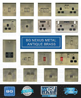 £11.99 • Buy BG NEXUS METAL ANTIQUE BRASS Switches & Sockets Decorative Light Mains USB 13A