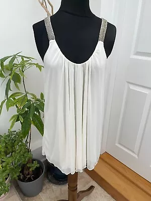 MISS SELFRIDGE Top Women's Size 10 Ivory White Sparkle Detail Light Loose Fit • $17.20