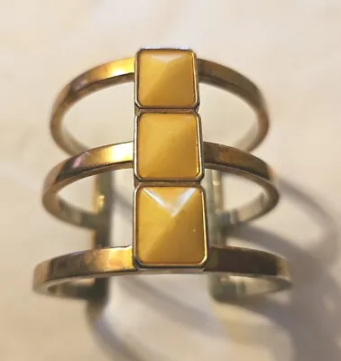 Vince Camuto Gold/Copper Tone Crystal GEM T-Bar Bangle Cuff Bracelet  • $10
