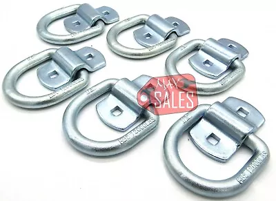 (6) Bolt-On D-Ring 1/2  Cargo Strap Tie Down Flatbed Truck Trailer Rings • $26.90