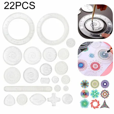 £7.21 • Buy 22x Drawing Art Toy Students Stationery Geometric Spiral Kit Spirograph Ruler
