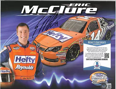 Race Car Driver Eric McClure D. 2021 Signed 8.5x11 2-Sided Photo Beckett NASCAR • $17.99