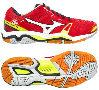 Mizuno WAVE STEALTH 4 Indoor Shoes Badminton Handball Squash Red NWT X1GA160091 • $128.61