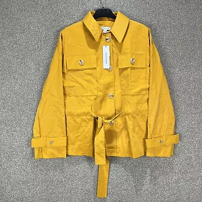 Topshop Jacket Yellow Size 10 Cropped Waterproof Rain Mac Crinkled Button Up • £18.99