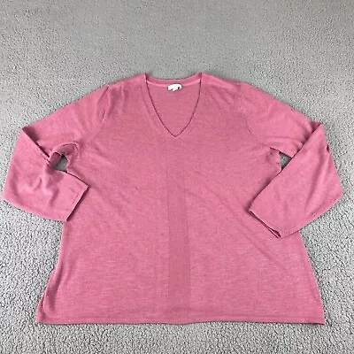 J. Jill Blouse Womens XL Pink Linen Cotton V-Neck Pullover Top • $13