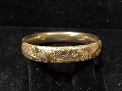 Vintage Original VAN DELL 12K GF Ornate Engraved Signed Bangle Bracelet • $9.99