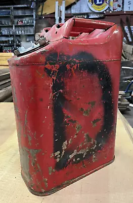 Vintage USMC 5 Gal Red Jerry Metal Gas Can DOT5L 20-5-72 Military Jeep Gas Can • $55